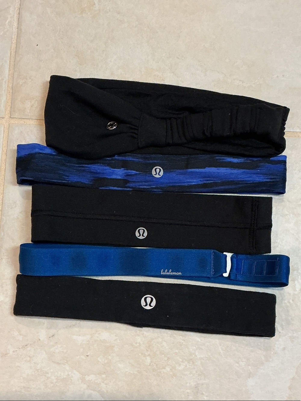 lululemon athletica Kids Black and Blue Headband Bundle